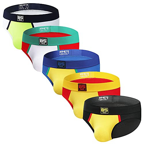 BSHETR Lot de 5 Slips pour Homme en Coton évacuant l'humidité Couleur contrastée Taille Basse (026, XXL)
