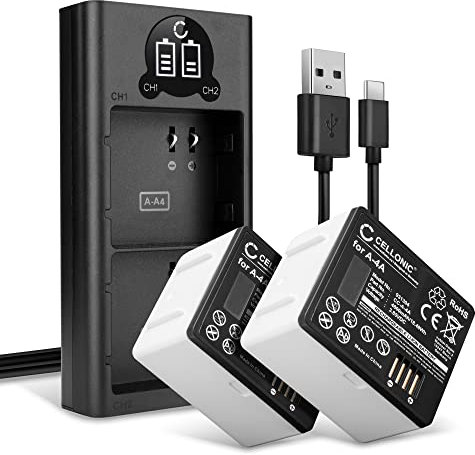 CELLONIC, Akku für Haustechnik, kompatibel mit Arlo Pro 4, 3, Ultra 2, 5, 4K, A-4A (3.85V, 4800mAh) 2 Stück + Dual Ladegerät