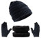 Tinncana 3 pièces enfants bonnets d'hiver gant écharpe ensemble, bonnet tricoté pour tout-petit chapeau écran tactile mitaine cache-cou pour garçons filles (Bleu marine)