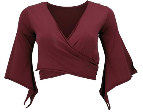 Elfen Top aus Bio-Baumwolle, Top Goa-chic, Yoga Wickeltop | Wickeltop aus 95% Bio-Baumwolle, 5% Elastan, Slim Fit, vielseitig tragbar, ideal für Yoga und Alltag.