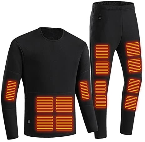 Heated Body Warmer Mens,Body Heating Suit Thermal Underwear USB Electric Heated Body Suit Winter Warm Matching Suit with 22 Heating Zones(Batteries Not Included)