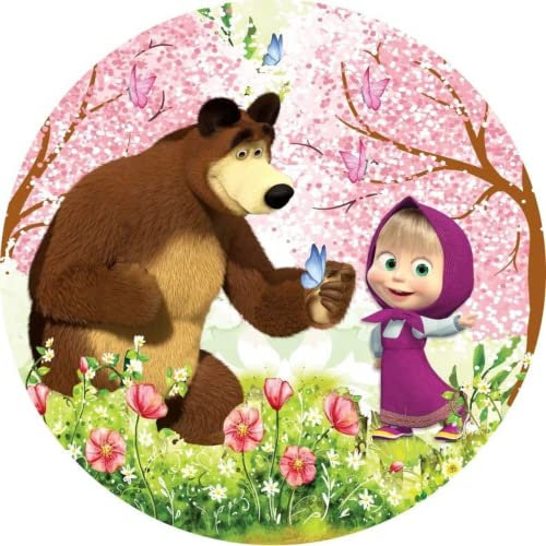 Partycolarità - Cialda Rotonda Per Torte - Cialda in Ostia Masha e Orso - Disco di Diametro 20cm - Foglio A4 da Ritagliare (MOD1)