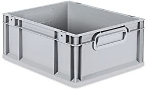 PROREGAL Eurobox NextGen Grip | HxBxT 17x30x40cm | 16 Liter | Griffe geschlossen | Glatter Boden | Grau | Eurobehälter, Transportbox, Transportbehälter, Stapelbehälter