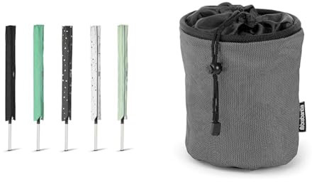 Brabantia Protective Cover for Rotary Dryer Washing Lines & Premium Peg Bag - with Closing Cord - Durable and Weather Resistant - Storage for up to 150 Pegs - Rotary Dryer - Black - 28 x 18 x 17.5 cm