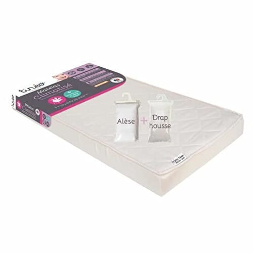 TINEO Matelas climatisé 60x120 cm + drap housse + alese (lot)