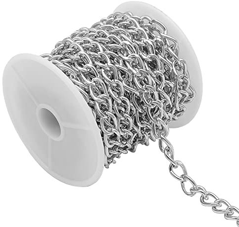 GYSRXS 5 m Rolle Aluminium Panzerketten mit Spule Kette Meterware Spulenkette Metall Kette Verwendet für DIY Armband Kette Schmuckherstellung,6.5x10mm (Silber)