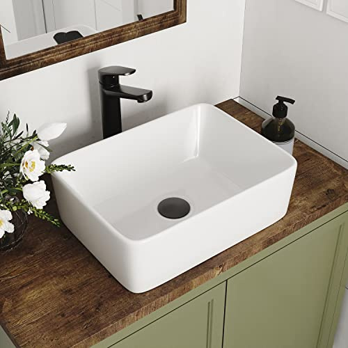 Rectangle Vessel Sink, Deervalley DV-1V0048 Liberty 16 x 12'' White Bathroom Sinks Ceramic Above Counter Sink Bowl