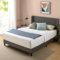 Zinus Sasha Bed 180x200 cm - Höhe 25 cm - Gepolsterter Plattformbettrahmen mit Wingback Kopfteil und Bambuslattenrost - Dunkelgrau
