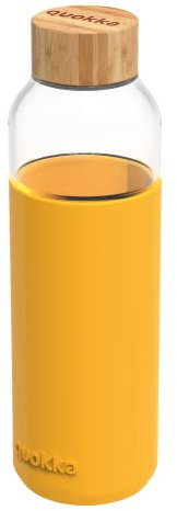 Quokka FLOW YELLOW | BOUTEILLE RONDE EN VERRE AVEC GAINE EN SILICONE 660 ML