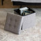 Oak & Tea Ottoman Storage Box, Foldable Storage Bench, Small Footrest, Cube Storage Unit, 3 Storage Boxes with Lid, Chest for Bedroom Living Room, Brownish Grey 30x30x30cm