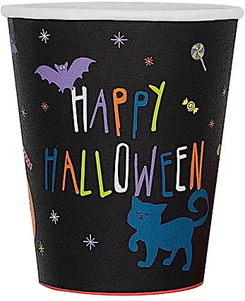 Funidelia | 8 bicchieri con zucca di Halloween Happy Halloween Cibo, Verdure, Halloween, Horror - Decorazioni per feste di compleanno, feste in maschera, Halloween e Carnevale - Arancione