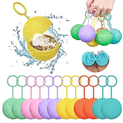 DAZZTIME Palloncini da Acqua Riutilizzabili, 12 Pezzi Palloncini Gavettoni Acqua Riempimento Rapido, per Parchi Acquatici, Giochi in Famiglia