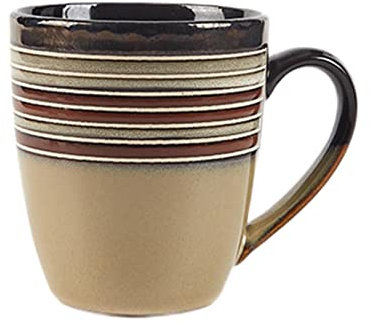 ZALTAS Vintage Relief Ceramic Mug, 11,8 oz de café Lisse avec Grande poignée, Lave-Vaisselle, Tasse de café en Porcelaine épaisse pour Le Bureau et la Maison Beige-350ml