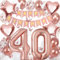 Rose Gold 40th Birthday Decorations - 40 Inch Number 40 Foil Balloons, Happy Birthday Banner and Butterfly Stickers