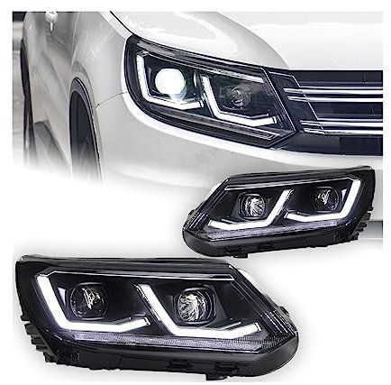 Zixmix Auto Styling Kompatibel for VW Und Tiguan Scheinwerfer 2013-2016 LED Scheinwerfer Porjector Objektiv DRL Angel Eye Kopf Lampe signal Auto Zubehör (Color : Headlight, Size : Left Hand)