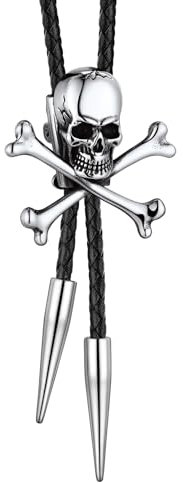 Bandmax Totenkopf Bolo Krawatte Herren Lederkette Edelstahl Bolo Tie Cowgirl Cowboy Krawatten Vintage Schmuck