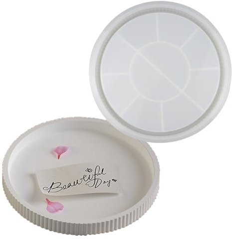 milaosk Stampo rotondo per cemento, vassoio rotondo in silicone con scanalature per stampi in resina, 22,5 cm