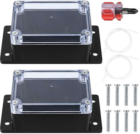 2 Pcs Junction Box Waterproof IP65, Electronic Project Box Enclosure Case, Electrical Junction Box Electronics with Fixed Ear Compatible with Electronic Project - transparent black