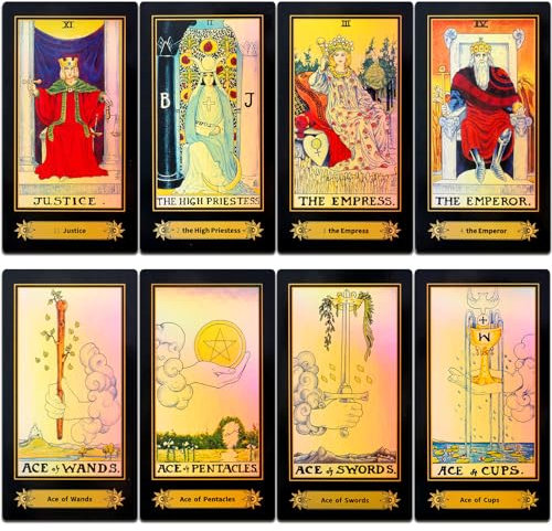 Smoostart Tarotkarten, holografisch, mit Anleitung (evtl. Nicht in Deutscher Sprache), Tarotkartendeck, Wahrsagespiel mit farbenfroher Box, für Anfänger und Profispieler