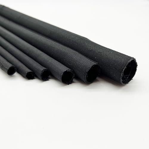 Kokey-xy Cable Tidy Sleeve Black Split Loom Braided Cable Wrap Electrical Leads Cover Self-Closing Wire Protector From Pet Chewing For TV/Computer/Audio/Video/USB Charger 12MM ID.-3M