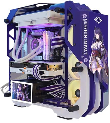 Gaming Case, Mid - Tower PC Gaming Case ATX/M-ATX/ITX - Front I/O USB 3.0 Port - Tempered Glass Side Panel - Including 2 LED Light Boards