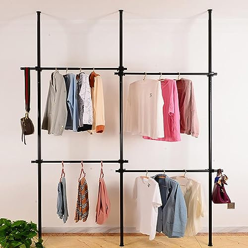 KAYEF Begehbarer Kleiderschrank System Kleiderstangensystem Teleskop Kleiderschranksystem Kleiderbügel zum Aufhängen DIY Kleiderbügel Offener Kleiderschrank, Ohne Bohren,C