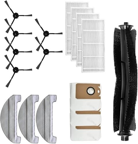 Daaxing Kit di 17 spazzole laterali per robot aspirapolvere Ultenic T10, 1 spazzola a rullo, 4 filtri HEPA, 6 spazzole laterali, 3 panni mocio, 3 sacchetti per la polvere