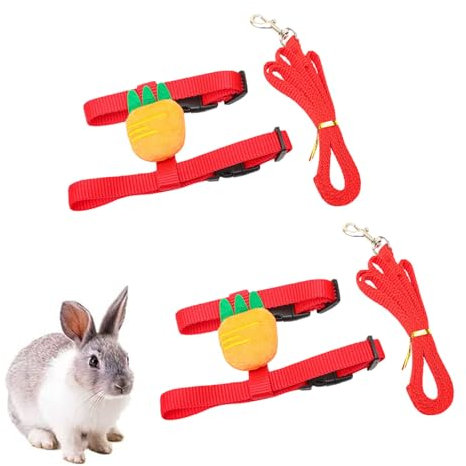 2 Stück Verstellbare Nylon Geschirre Haustier Kaninchengeschirr Verstellbares Weiches Kaninchen Einstellbares Kaninchengeschirr Geeignet für Kleintiere von 4 bis 8kg
