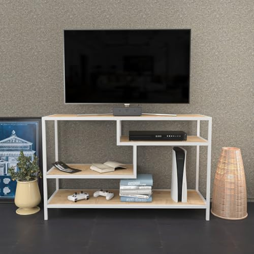 Hanah Home Support TV, mélamine, Chêne Blanc, Taille Unique