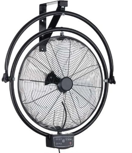 Suinga Ventilador de Pared Industrial Negro con Motor de 120W, 3 Aspas de Aluminio, Parrilla de Ø 50 cm y Oscilación de 85° - 3 Velocidades