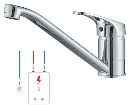 TVTIUO Robinets de cuisine basse pression, pivotants à 360 °, robinets de cuisine faciles à enlever et à nettoyer, robinets de cuisine pour chaudière (plaqué)