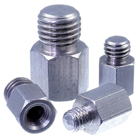 SECCARO Lot de 5 réducteurs M12 vers M16 en acier inoxydable V2A VA A2 - Modèle hexagonal - Filetage intérieur et extérieur