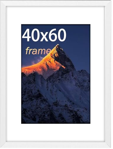 wyewye Bilderrahmen 40x60, MDF Holz Bilderrahmen Din 40x60 Weißer, Rahmen mit Acrylglas - zum vertikalen oder horizontalen Aufhängen, für Fotos, Poster, Puzzles