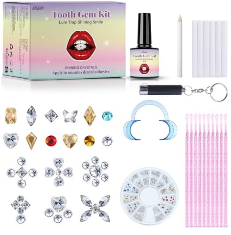 LMDGDS Zahnschmuck, DIY Zahnschmuck Set, Shinning Tooth Gem kit Schmuck Zubehör mit 120* Kristalle Für Party Daliy Leben(Serie A)