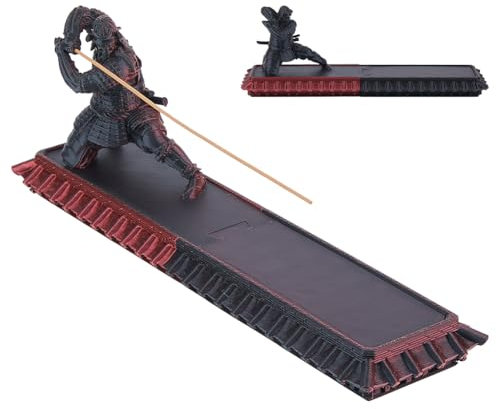 DICOSMETIC Incense Holder Samurai Incense Burner Medium Violet Red Incenses Holder with Storage Box Ash Catcher Warrior Incenses Burner for Aromatherapy Meditation Yoga Room Decor