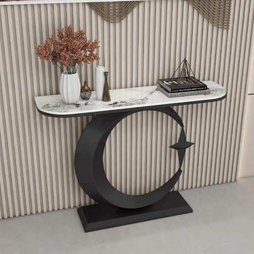 Table console moderne en imitation marbre étroite, pour salon, chambre à coucher, 120 cm, noir