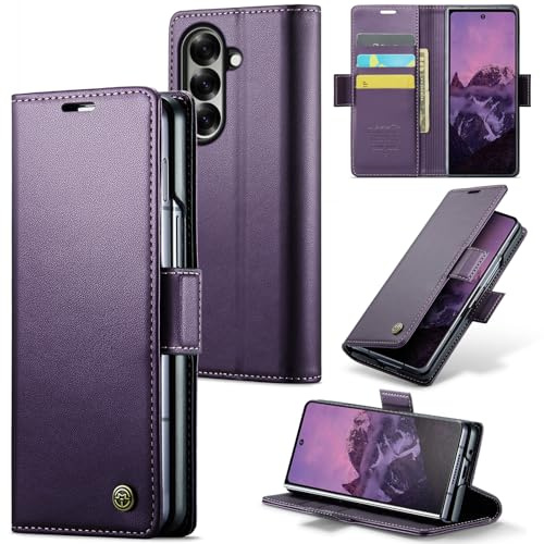 Rerzoiro Handyhülle für Samsung Galaxy Z Fold 7 Hülle, Premium PU Lederhülle Klappbar Flip Case [RFID Blocker] Tasche Magnet Kartenfach Klapphülle Schutzhülle für Samsung Galaxy Z Fold 7, Lila