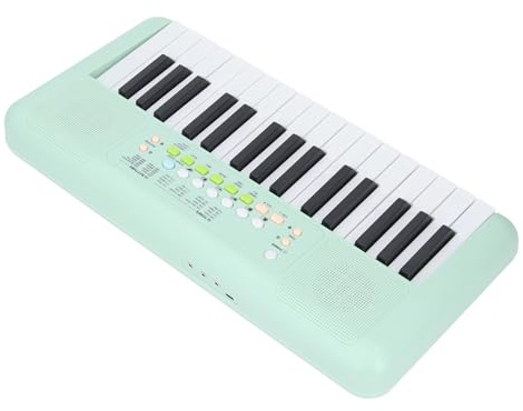 POENVFPO 32 Elektronische Tastatur mit Mikrofon 16 Töne 10 Rhythmen 6 Percussion Vibrato Sustain Echo für Anfängeraufnahmen der Wiedergabe Tragbar (dunkelgrün)