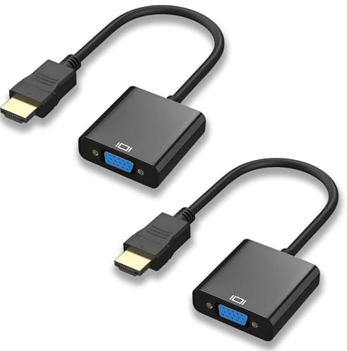 Amzpas Adaptateur HDMI vers VGA unidirectionnel plaqué or (mâle vers femelle) pour ordinateur, ordinateur de bureau, ordinateur portable, PC, moniteur, projecteur, HDTV, Chromebook, Raspberry Pi, Roku