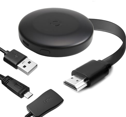 Dongle HDMI sans Fil 4K, Récepteur d’Affichage WiFi Bi-Bande 2,4/5 GHz Adaptateur HDMI Compatible avec Android/iOS/Windows/TV/Projecteur/Moniteur Miracast Plug and Play Portable