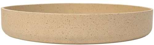 VIVANNO Pflanzschale Fiberglas Rund Flach 34x5,5cm Arbanecreme Dekoschale | Wetterfeste Schale für Innen und Außen, modernes Design für Sukkulenten, robuste Blumenschale im mediterranen Look