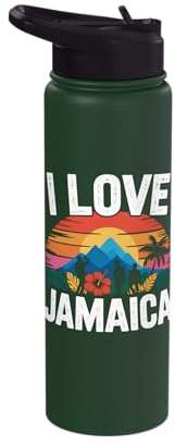 I Love Jamaica Sunset Tropical Island Vibes Stainless Steel Insulated Water Bottle