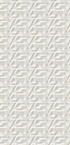 AMON Wandpaneele 122x244cm in 3D-Optik (Geometry Gold) ideal als Duschrückwand Badrückwand Küchenrückwand TV-Rückwand Dusch- Bad- Wandverkleidung aus 3mm PVC Wasserdicht Wasserfest