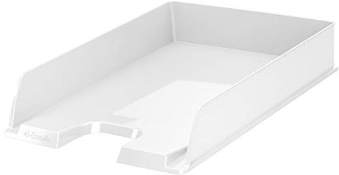Esselte 623608 - Bandeja Portadocumentos Europost VIVIDA de Esselte, Tamaño A4, Apilable vertical o Escalonadamente, Color Blanco, Material Poliestireno (PS), Dimensiones 254 x 61 x 350 mm