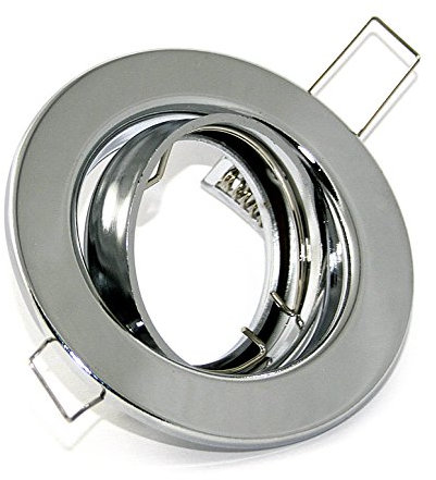 Kamilux LED & Halogen 'Tom' Decken Einbaustrahler in chrom (ohne Leuchtmittel) + GU10 230V Hochvolt Fassung & GU5.3 12V Niedervolt Fassung
