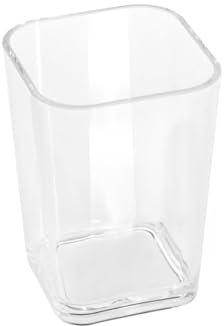 Home - Vaso Cuadrado para el baño, acrílico y Transparente, 7 x 7 x 10 cm