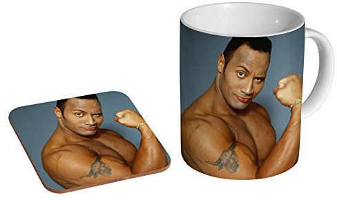 Dwayne Johnson Young Keramik-Kaffeetasse + Untersetzer Geschenkset
