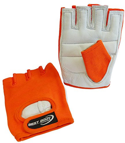 Best Body Nutrition Power Handschuhe, orange – Größe M – Fitness Handschuhe mit komfortablem, gepolstertem Innenhandleder – Atmungsaktiv – Nylon Handrücken, für Training, Gym, Gewichtheben