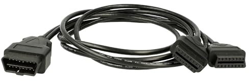 REY Cable con Conector OBD2 16 Pin Macho a Doble OBD2 Hembras 16 Pin 1,5 Metros
