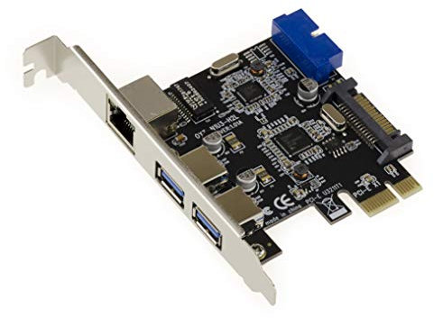 KALEA-INFORMATIQUE Carte contrôleur PCIe vers LAN GIGABIT ethernet et USB 3.0, 2 Ports externes et 2 Ports internes sur connecteur USB3 19 Points